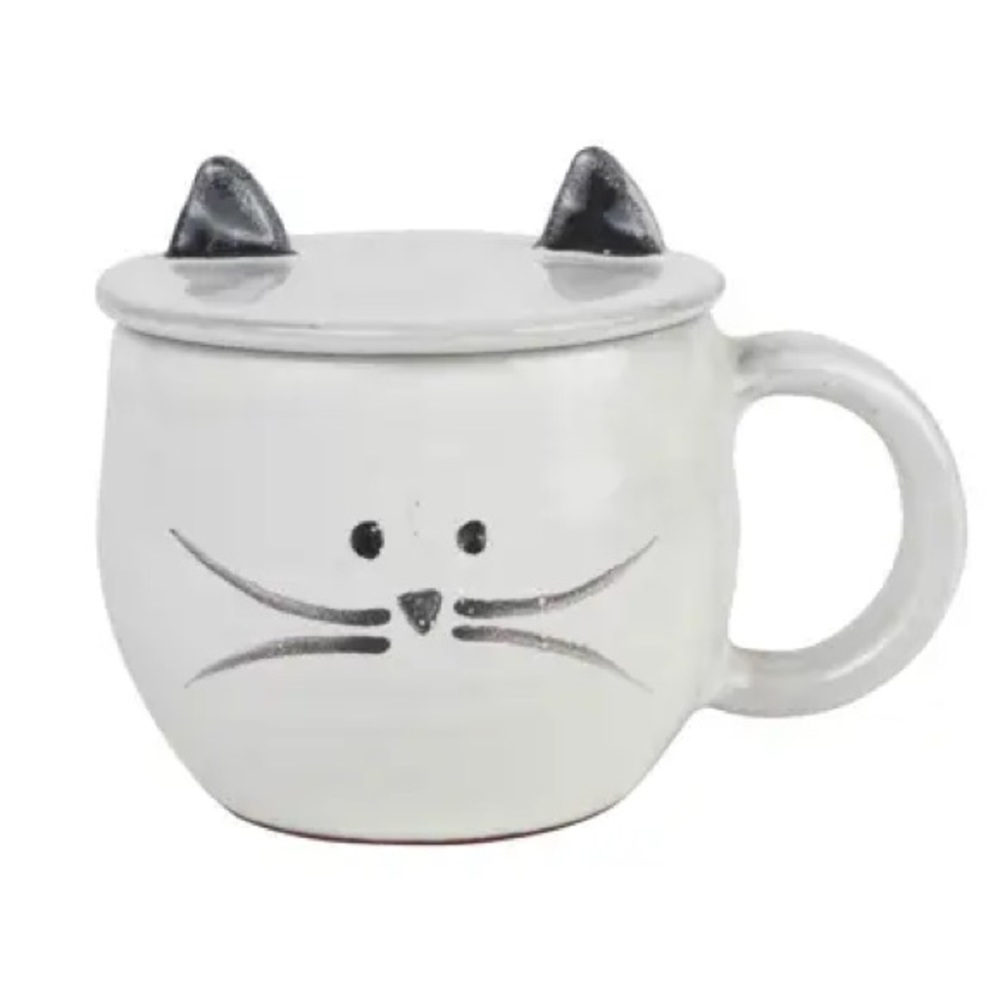 Handmade Cat Mug Hand Crafted Ceramic Collectible Whimsical Kitty Folk Art Cup